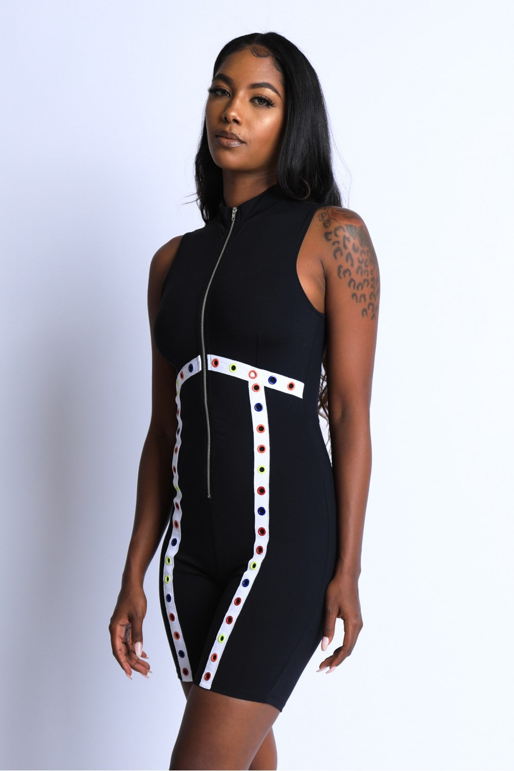 Multi Colored Eyelet Detailed Romper
