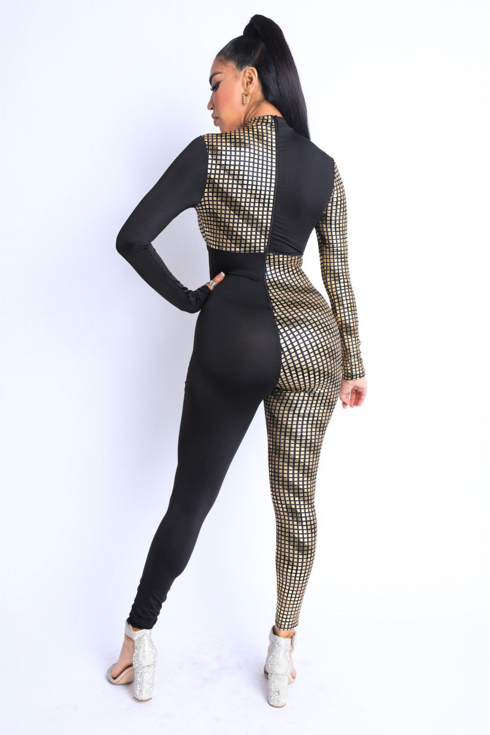 Mosaic Pattern Color Block Tie Detailed Jumpsuit