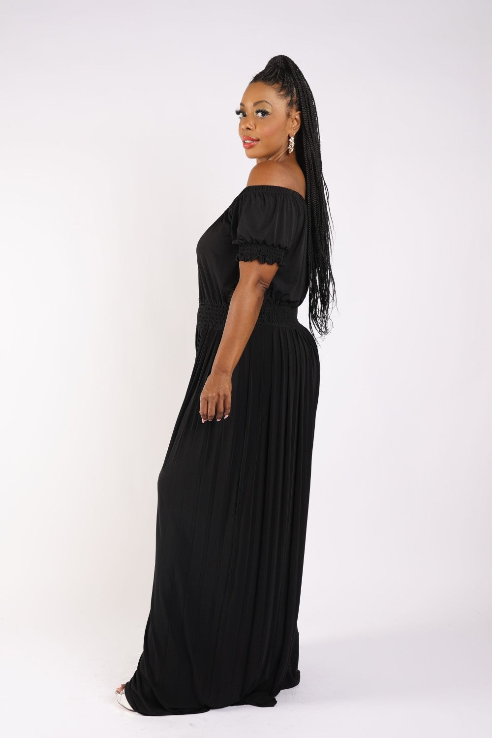 Pleated Off The Shoulder Jumpsuit